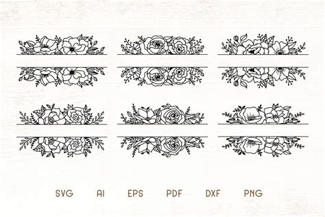 floral split monogram divider frames illustration par dasagani