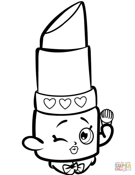 beauty lippy lips shopkin coloring page  printable coloring pages