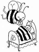 Bee Coloring Clipart Cartoon Pages Bees Sleeping Library Realistic sketch template