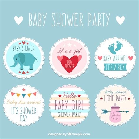 pack  cute baby shower stickers vector