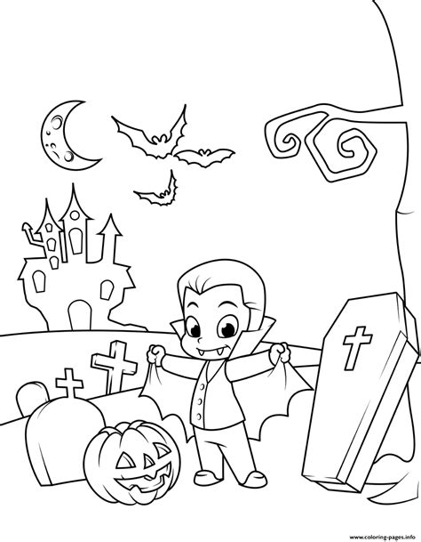 print cute count dracula   cemetery halloween coloring pages