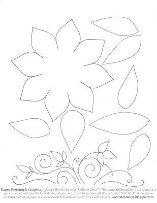 printable large flower leavestemplate mel stampz white lotus card wet wrinked cardstock
