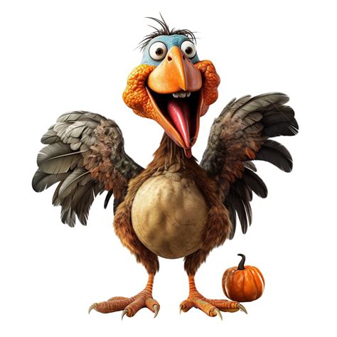 funny thanksgiving turkey bird holding pumpkin   wing