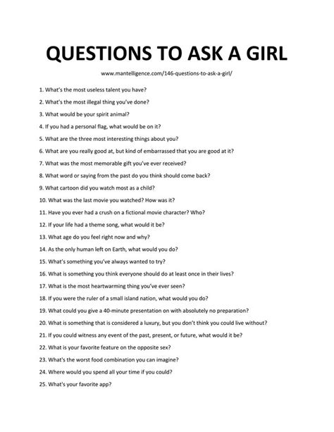 213 Good Questions To Ask A Girl Spark Great Conversations Fun