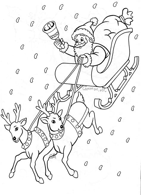 santa  sleigh merry christmas coloring pages christmas coloring