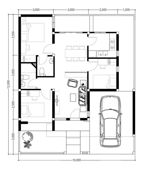 120 Square Meter House Floor Plan Template