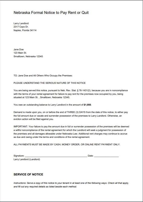 paid  eviction letter template