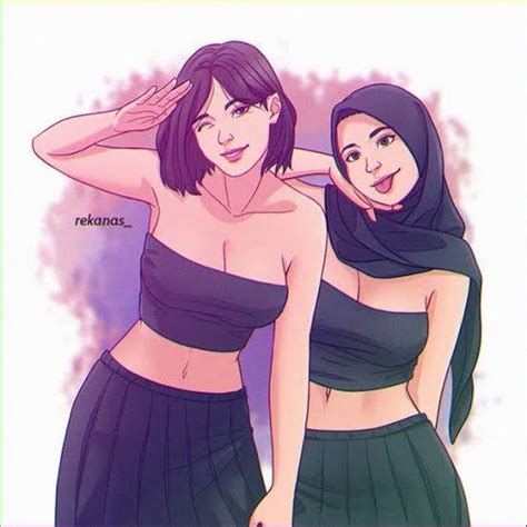 Rekanas 2girls Breasts Cleavage Female Focus Hijab Large Breasts