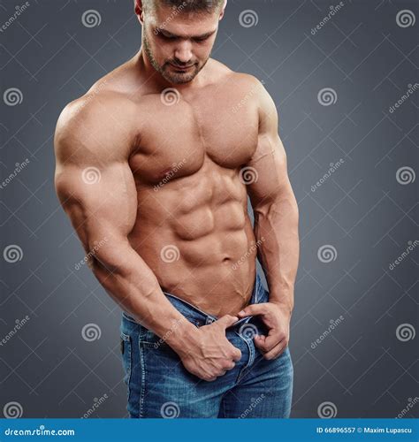 strained chest  abs stock image image  athletic