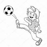 Bola Futebol Soccer Kicking Menino Chutando Contorno Pagina Pallone sketch template