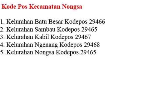 kode pos batam indonesia kecamatan kelurahan terlengkap