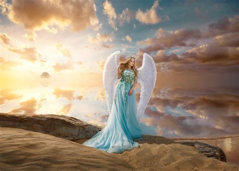 wallpaper angel wings sky dress women model 2200x1581