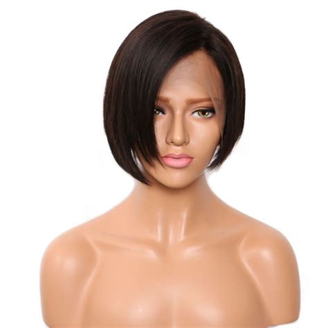 pre plucked glueless full lace straight human hair wigs with bangs