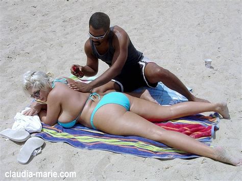 interracial beach claudia marie huge saggy fake tit fat