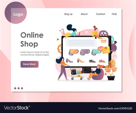 shop website landing page design royalty  vector