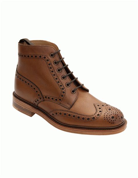 loake loake cogswell brogue grain leather boot brown loake