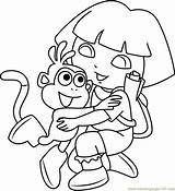 Dora Coloring Monkey Hug Pages Hugging Explorer Kids Coloringpages101 Cartoon Categories sketch template