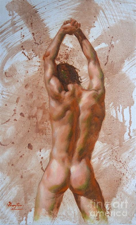 Original Oil Painting Gay Man Body Art Male Nude 017