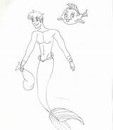 Merman Ariel sketch template