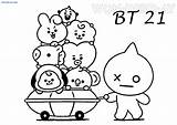 Bt21 Coloring Pages 21 Bt Characters Van Printable Tata Mang Wonder sketch template