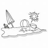 Beach Clipart Outline Clip Line Drawing Beaches Cliparts Summertime Scene Transparent Clipground sketch template
