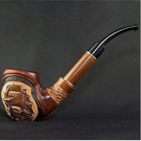 long carved wooden smoking pipe  cooling  etsy