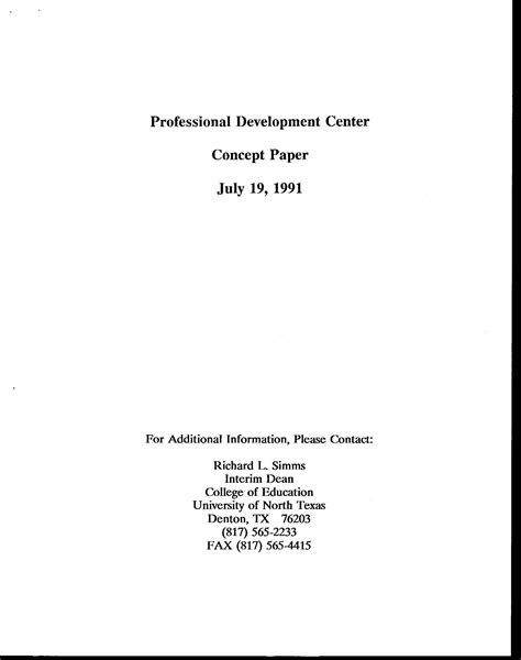 professional development center concept paper unt digital library