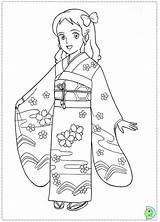 Coloring Kimono Japanese Dinokids Japan Lovely Pages Sara Colorare Girl Sarah Close Da Getcolorings sketch template