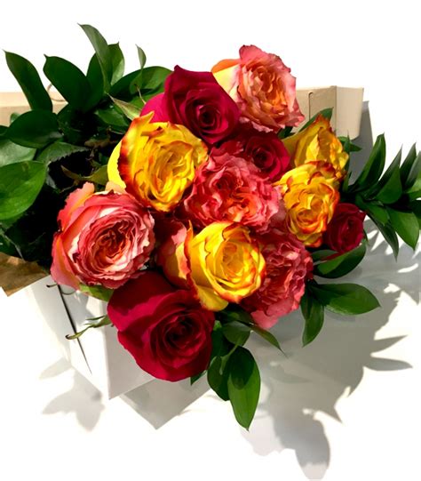 Colorful Roses And Bouquet Of 12 Colorful Roses All Occasions