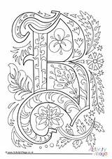 Illuminated Letter Colouring Alphabet Pages sketch template