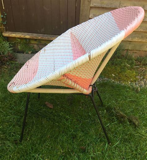 Vintage Plastic Bucket Chair Pink And White Satellite