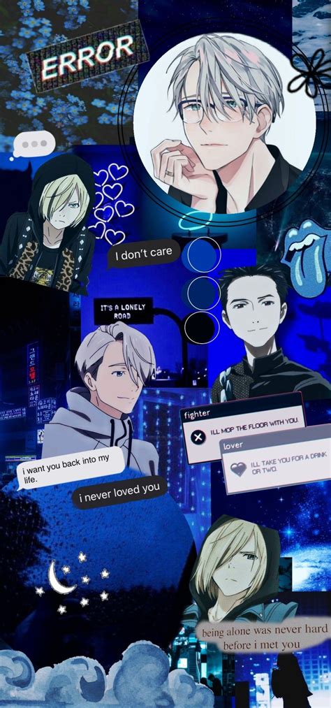 Yuri On Ice Collage Wallpaper In 2020 Anime Book Blue