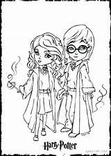 Coloring Potter Harry Pages Printable Cartoon Hermione Hogwarts Kids Print Adult Ginny Weasley Cute Dobby Ron Voldemort Color Drawing Book sketch template