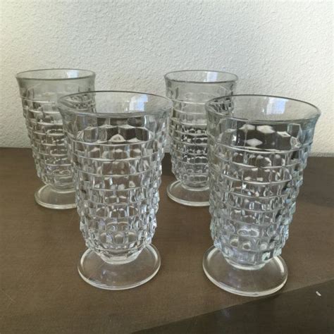Set Of Four Clear Indiana Glass Whitehall Heavy Glass