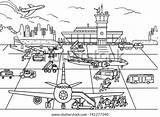 Airport Coloring Illustration sketch template