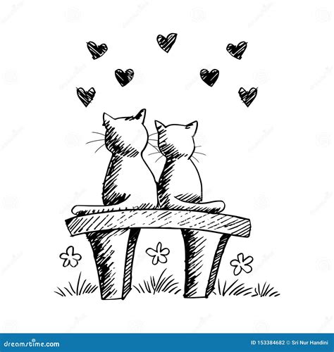 cute cats  love stock vector illustration  doodle