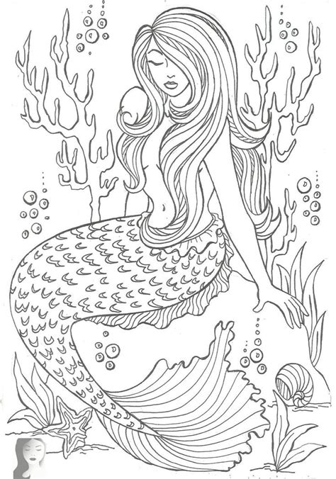 images  mermaid coloring pages  adults  pinterest