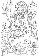 Mermaid Coloring Pages Adult Adults Realistic Beautiful Book Detailed Mermaids Color Girls Sheets Choose Board Christmas Abstract Books sketch template