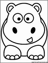 Hippo Coloring Pages Para Hipopotamo Colorear Baby Colouring Fun Cute Drawings Line Animado Printable Simple Hippos Animal sketch template