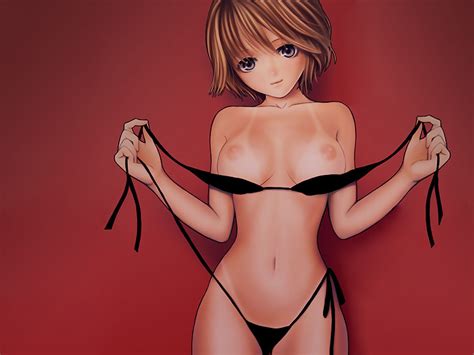topless brunette black bikini001 anime girls sorted