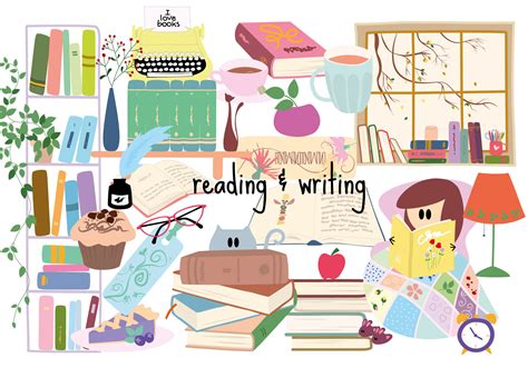 reading writing clipart book clipart set printable instant etsy