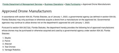 floridas issues list  approved drone companies  mirrors blue uas