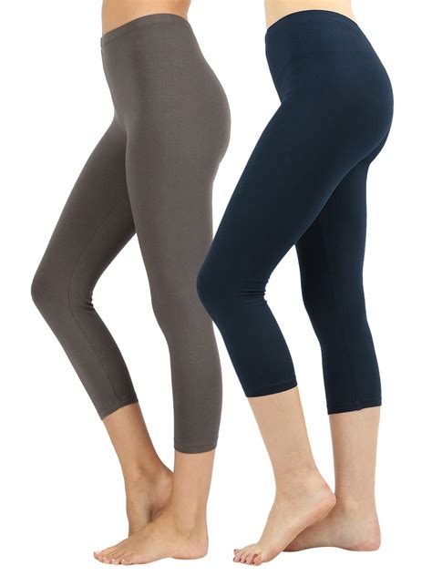 women premium cotton high waist capri length leggings