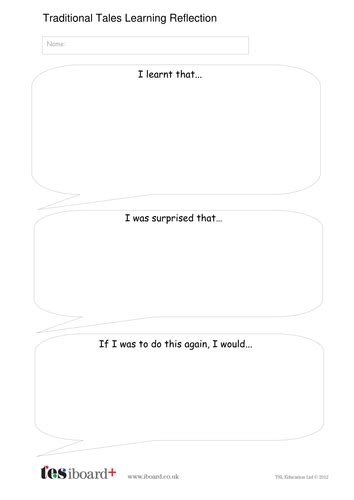 learning reflection template ks literacy teaching resources