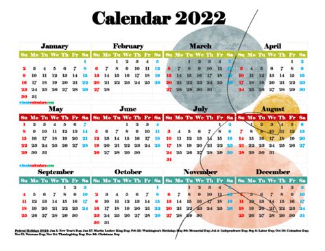 printable  yearly calendar  holidays premium template