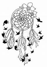 Dream Catcher Dreamcatcher Drawing Coloring Pages Tattoo Feather Easy Heart Birds Pencil Line Catchers Shaped Wolf Tumblr Deviantart Drawings Stencil sketch template