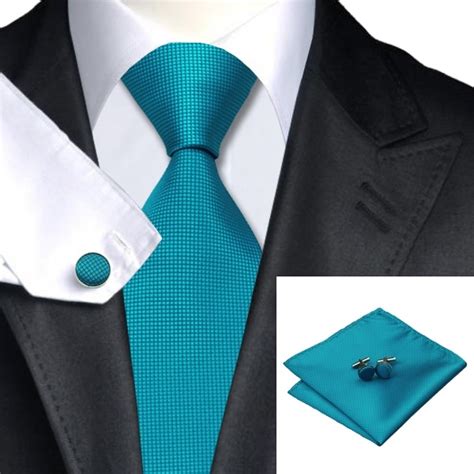 teal squared silk tie  matching pocket square  cufflink set