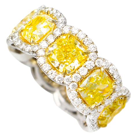 fancy yellow diamond gold eternity band ring  sale  stdibs