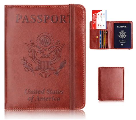 leather passport holder cover leather rfid blocking passport wallet case  men women