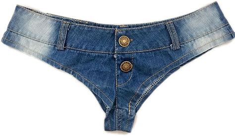 Allonly Womens Sexy Cut Off Low Rise Cheeky Mini Denim Shorts Thong
